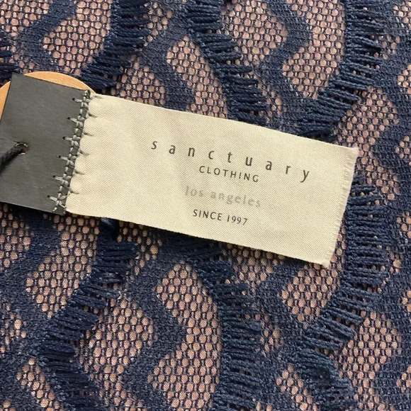 NWT Sanctuary Navy Blue Short Sleeve Lace Knee Length Sheath Dress‎ Medium - Picture 3 of 8